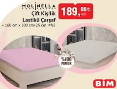 MOLİNELLA ÇİFT KİŞİLİK LASTİKLİ ÇARŞAF 160X200 CM +25 CM
